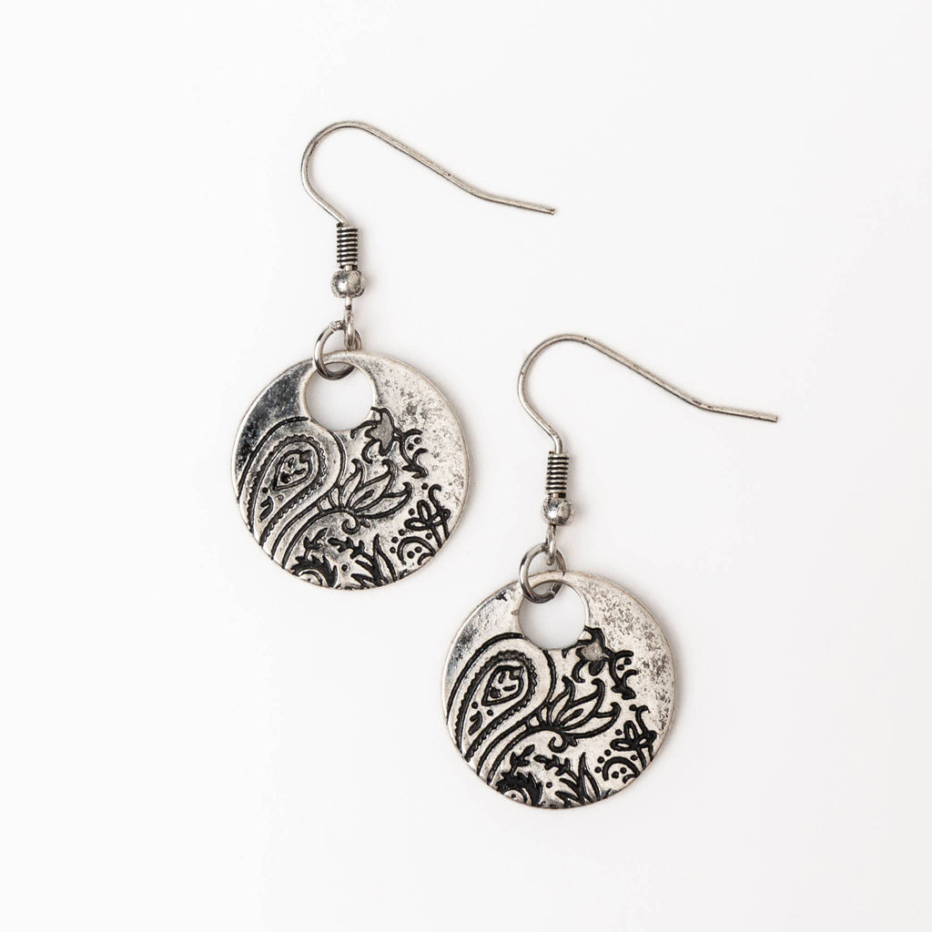 Norah Engraved Paisley Drop Earrings