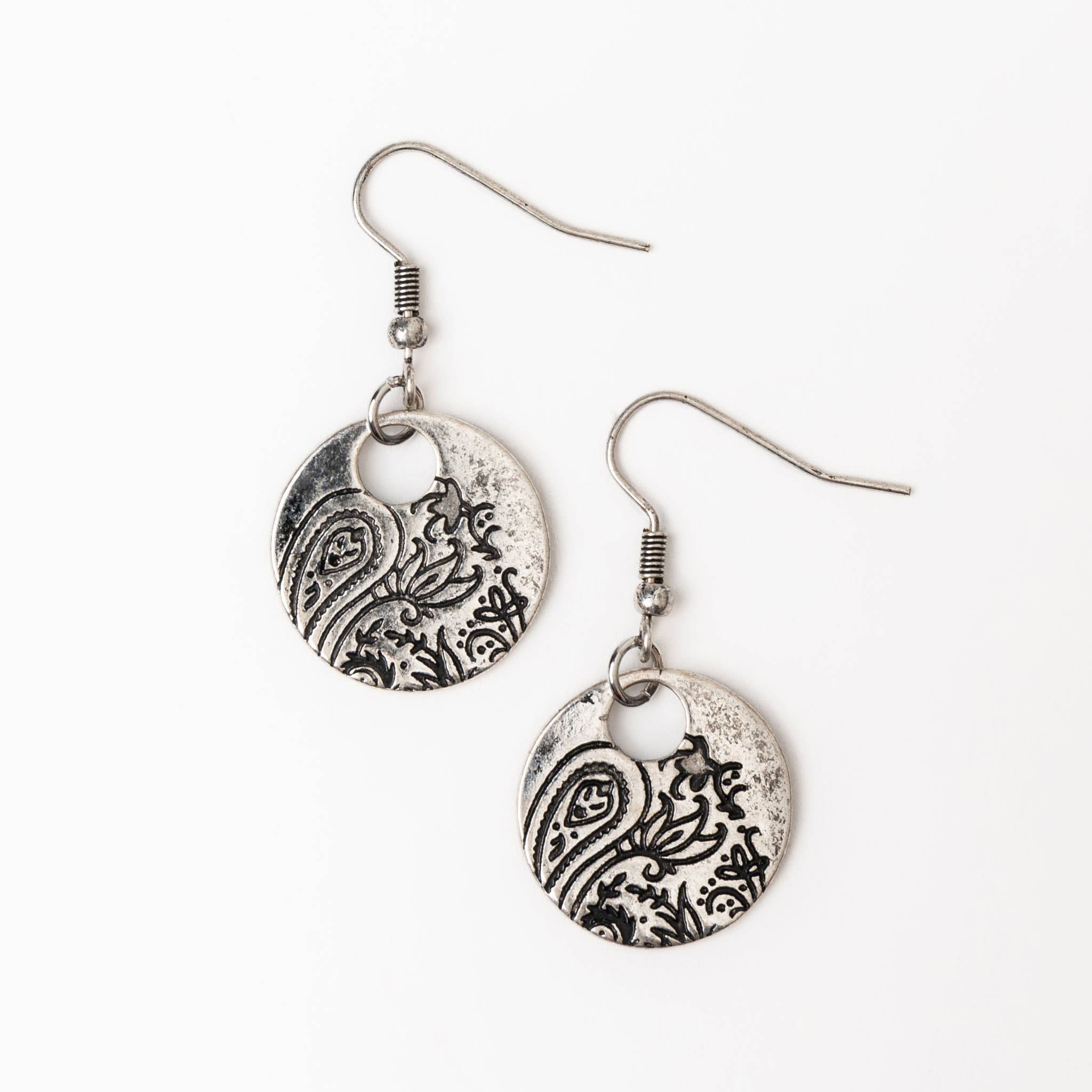 Norah Engraved Paisley Drop Earrings