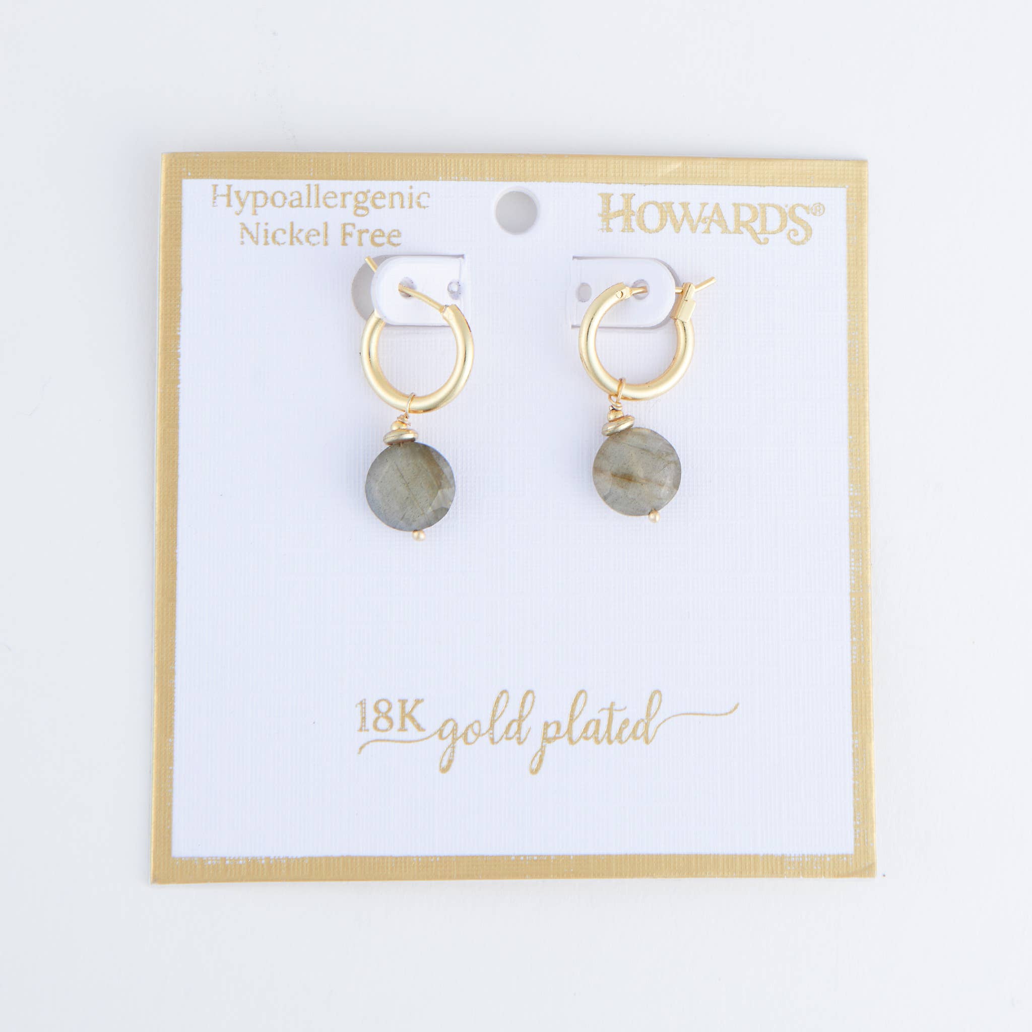 Tahani 18K Gold Genuine Stone Hoop Earrings