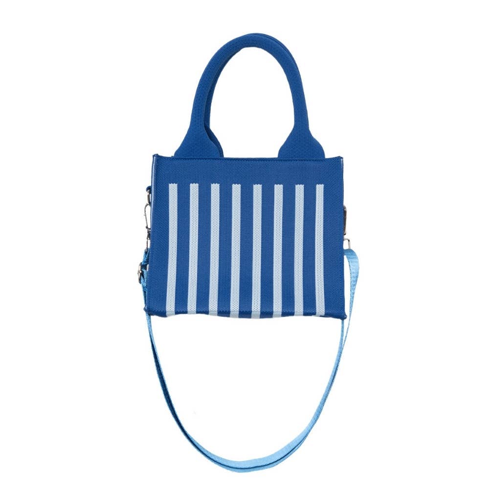 Blue Striped Structured Mini Tote