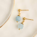 Waterproof Earrings Drop Faceted Aquamarine Gold Narelle
