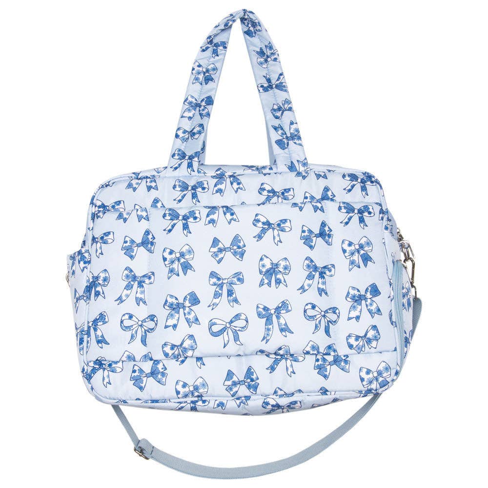 Light Blue Toile Coquette Bows Weekender