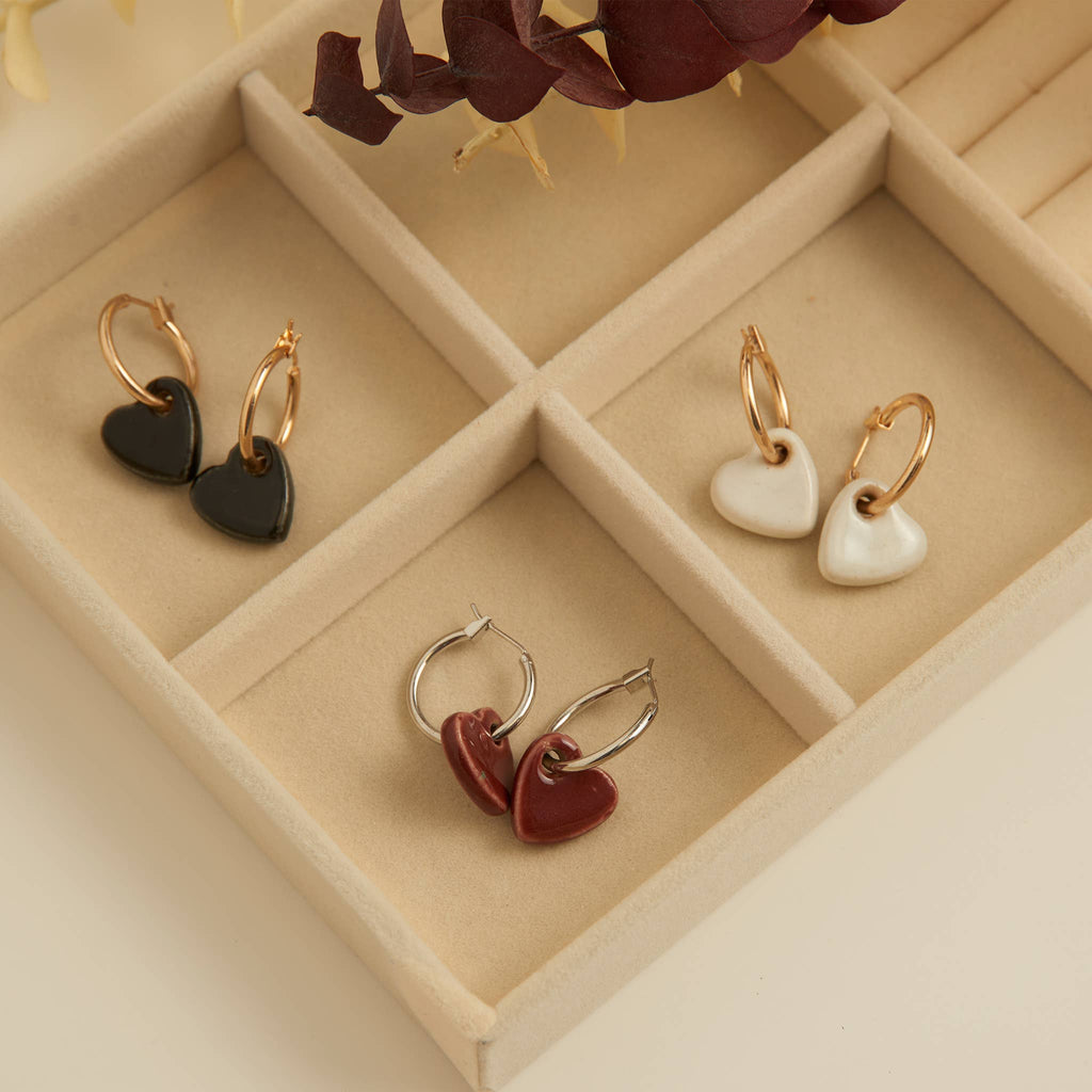 Kieryn Ceramic Heart Charm Hoop Earring