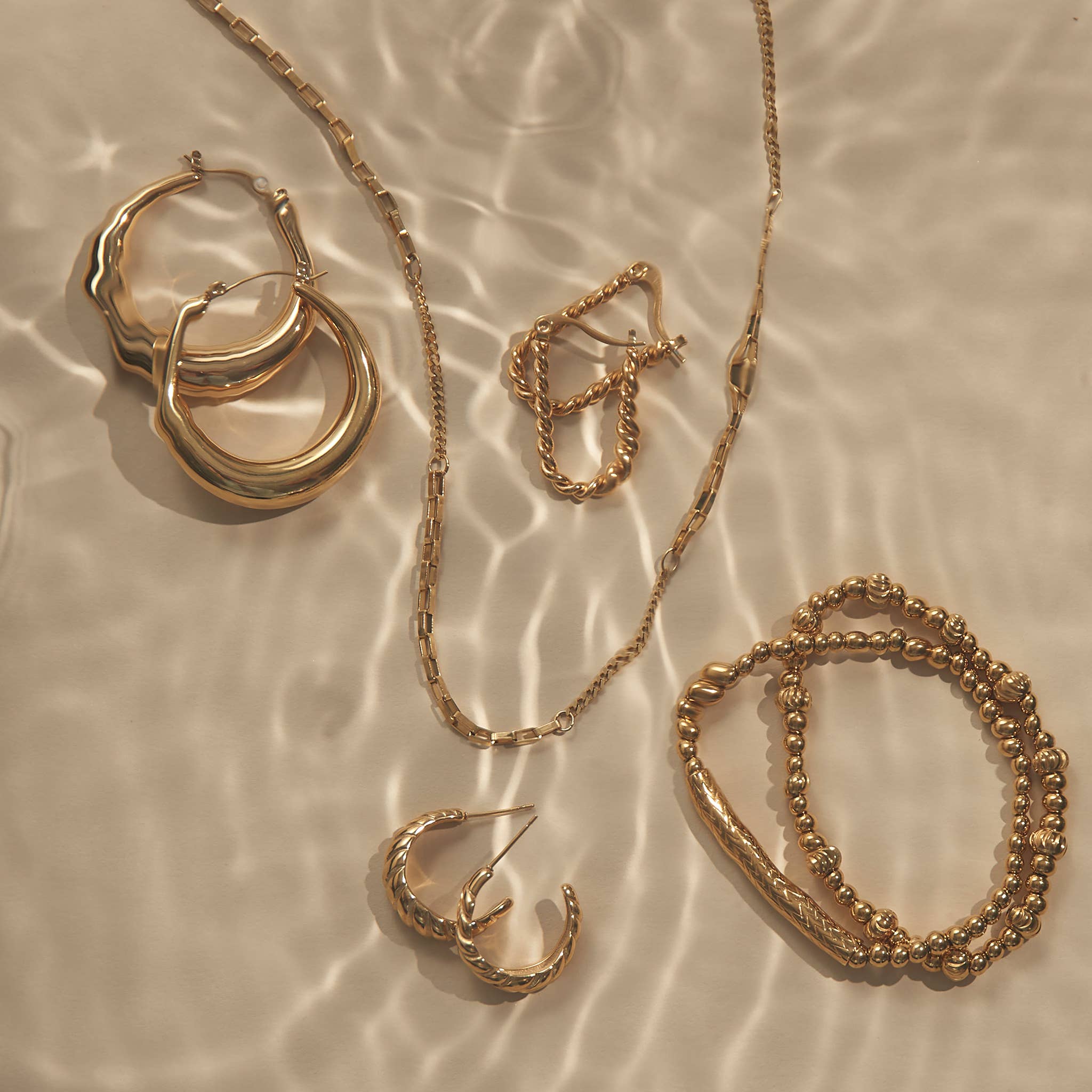 Narelle Waterproof Twisted Hoop Earrings