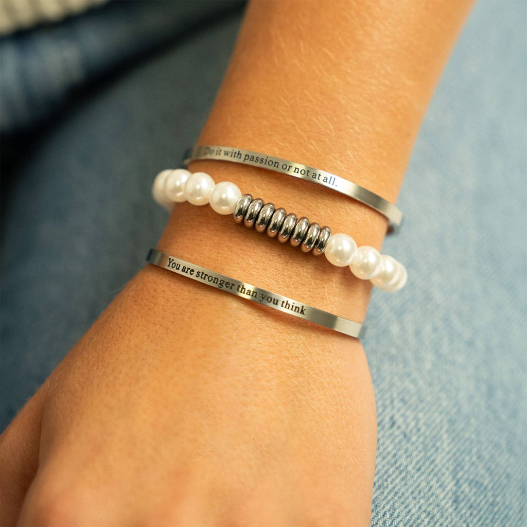 "You are stronger than you think" Engraved Bangle Bracelet
