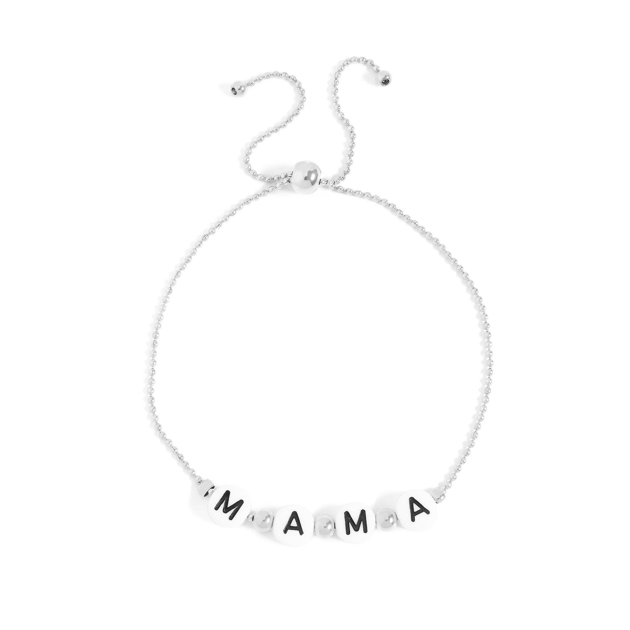 18K Gold PVD Stainless Steel "Mama" Beaded Charm Bracelet