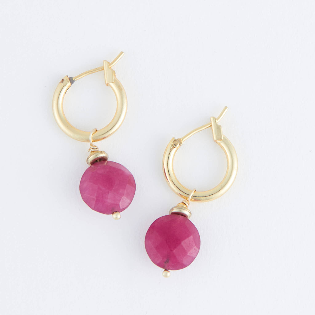Tahani 18K Gold Genuine Stone Hoop Earrings