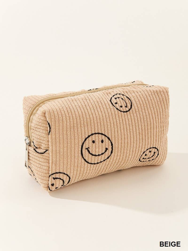 `.Corduroy cosmetic make up bag pouch