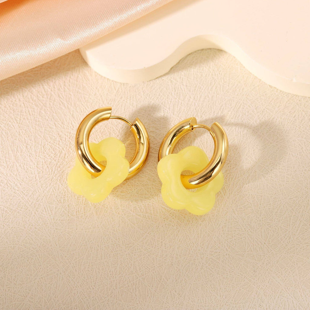 FLORAL Huggies : 18K STAINLESS STEEL TARNISH FREE