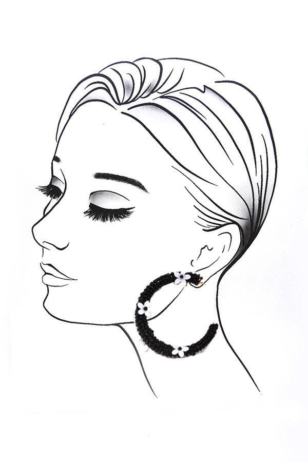 SEEDBEAD FLOWER HOOP EARRINGS | 31E22218