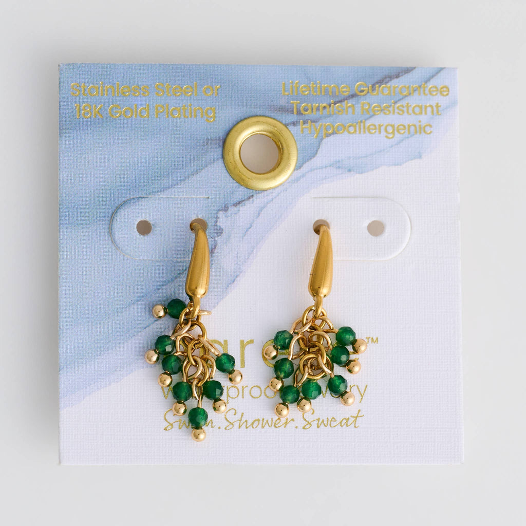 Waterproof Earrings Gemstone Beaded Drop Narelle Fringe