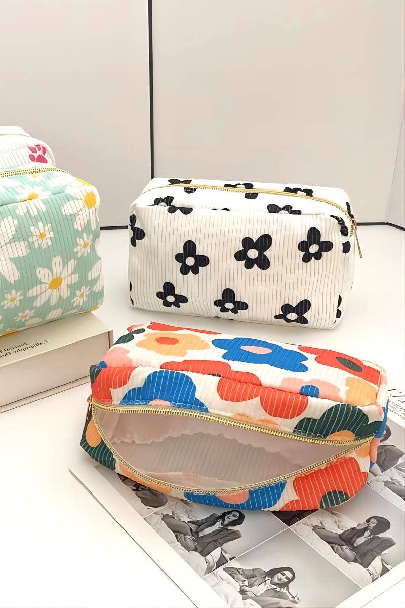 `.Corduroy cosmetic make up bag pouch