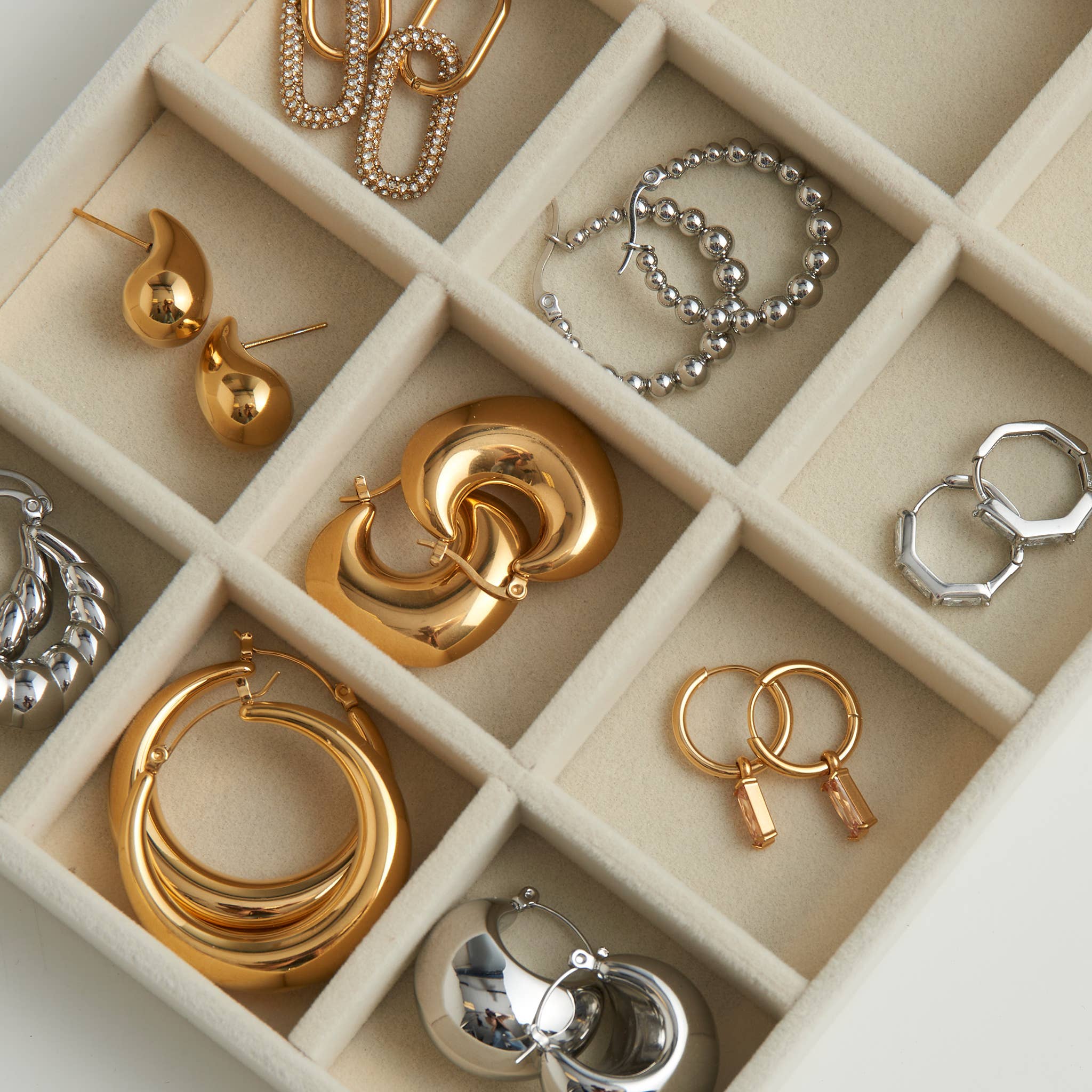 Narelle Waterproof Rectangle Hoop Earring Trio