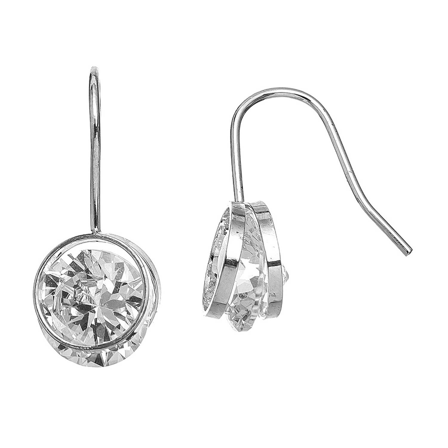 Dazzlers Cubic Zirconia Round Drop Earrings