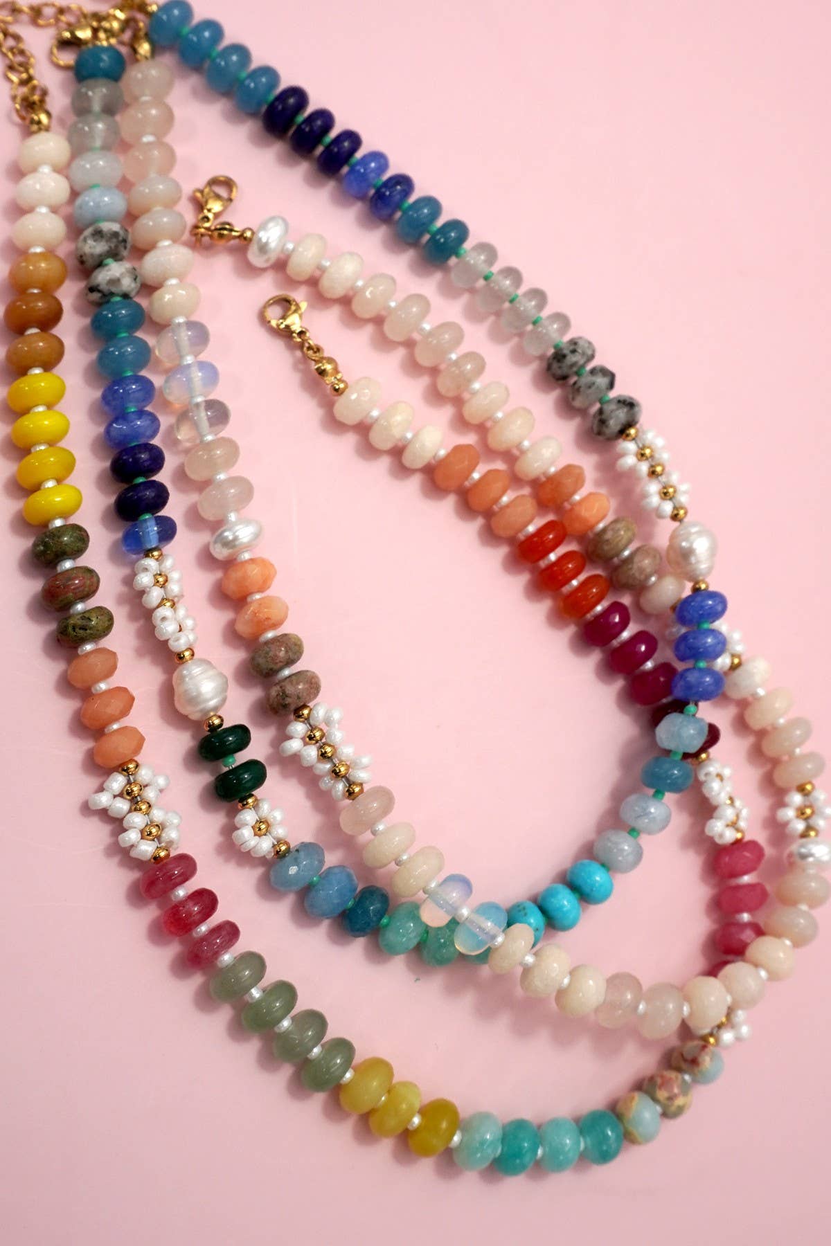 NATURAL STONE AGATE GLASS STAINLESS STEEL NECKLACE | 80N9204