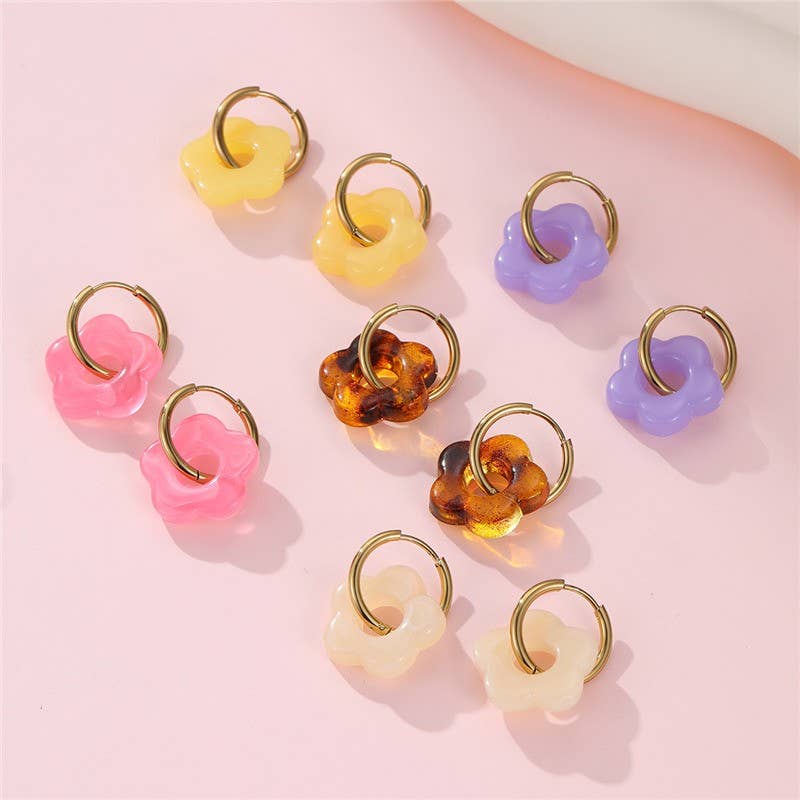 FLORAL Huggies : 18K STAINLESS STEEL TARNISH FREE