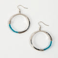 Haven Blue Glass Beaded Silver Hoop Drop Earring