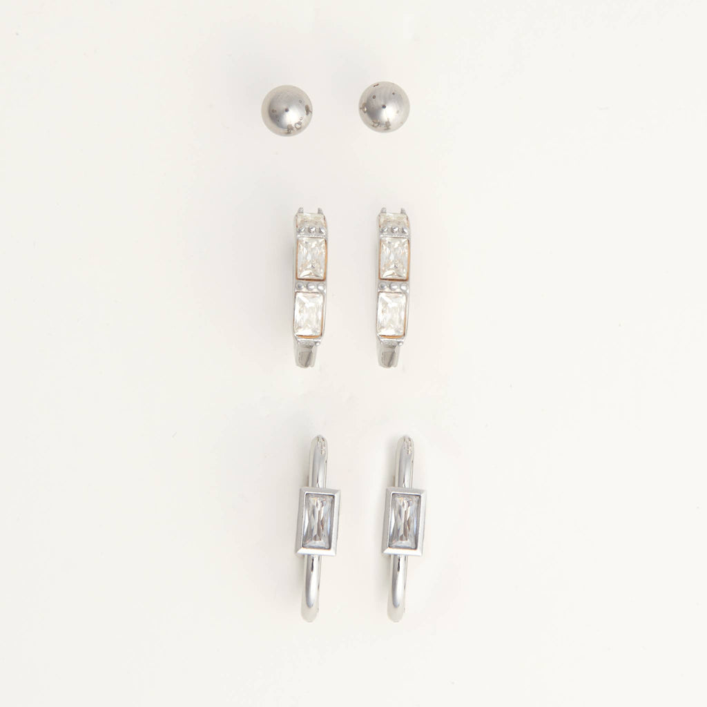 Narelle Waterproof Rectangle Hoop Earring Trio