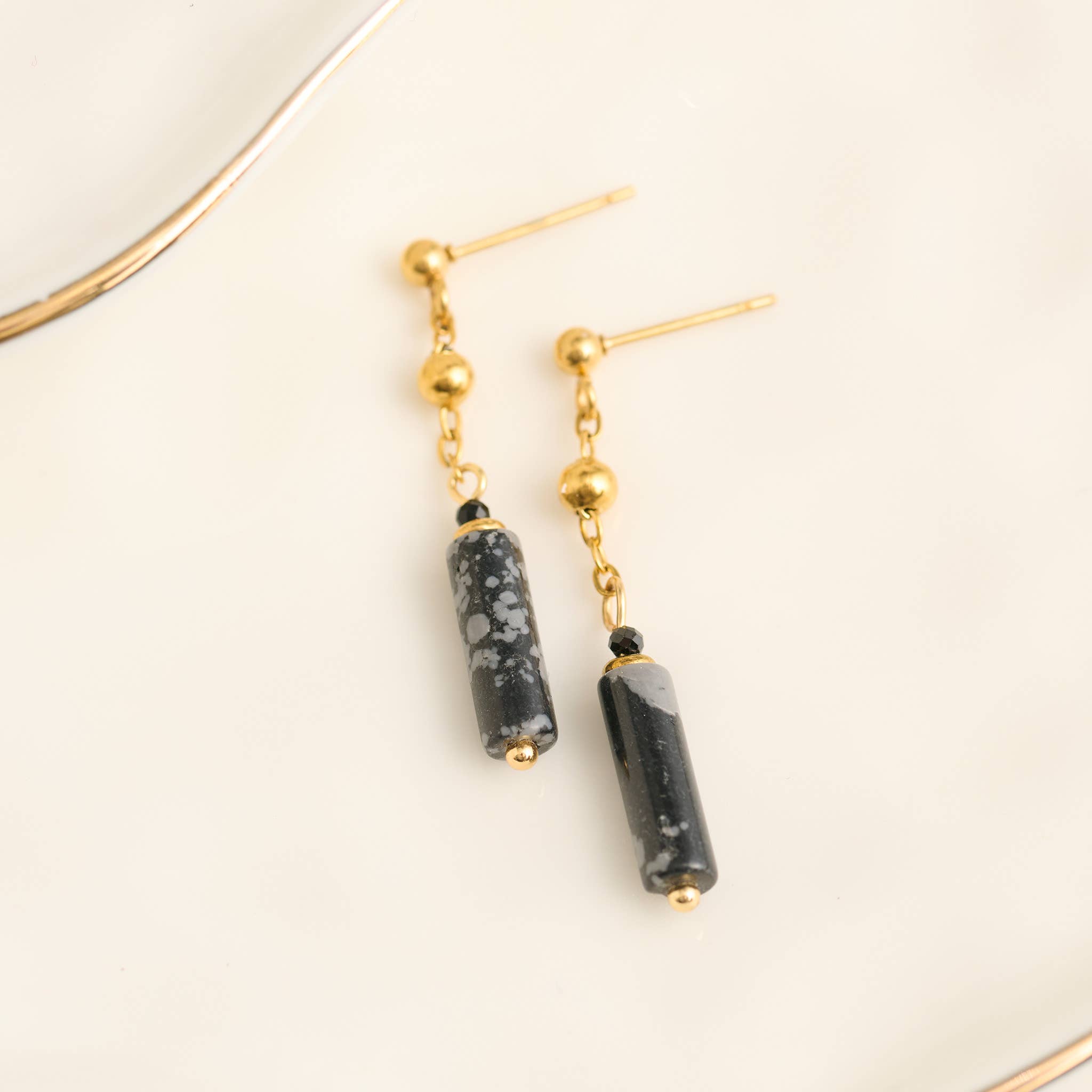Waterproof Earrings Drop Apatite Beaded Narelle Gold