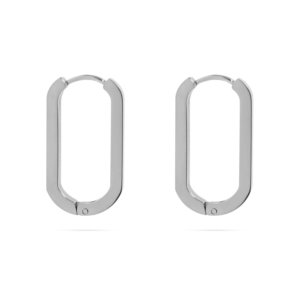 18K Gold PVD Stainless Stainless Steel Oval Huggie Earrings