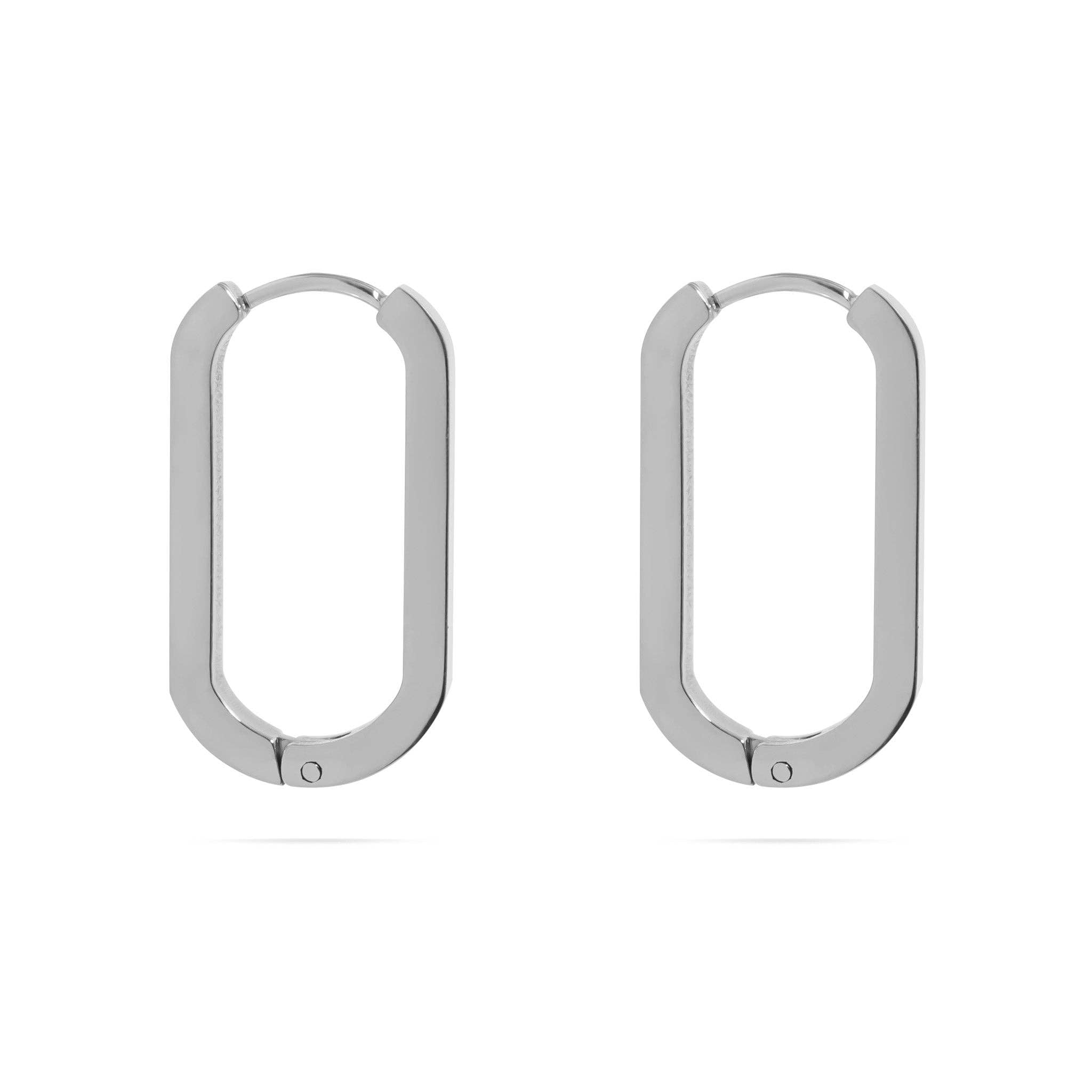 18K Gold PVD Stainless Stainless Steel Oval Huggie Earrings