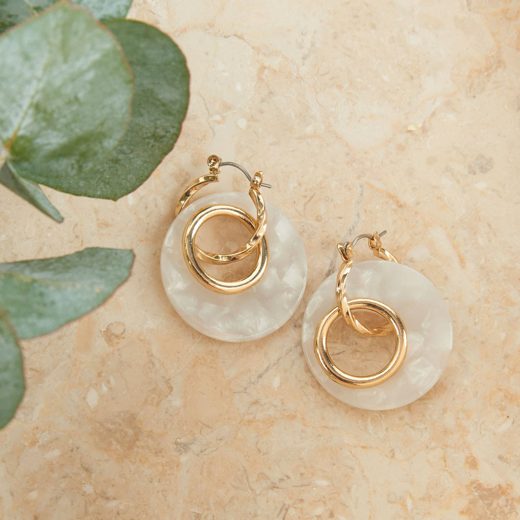 Tortoiseshell Double Ring Acrylic Hoop Earring