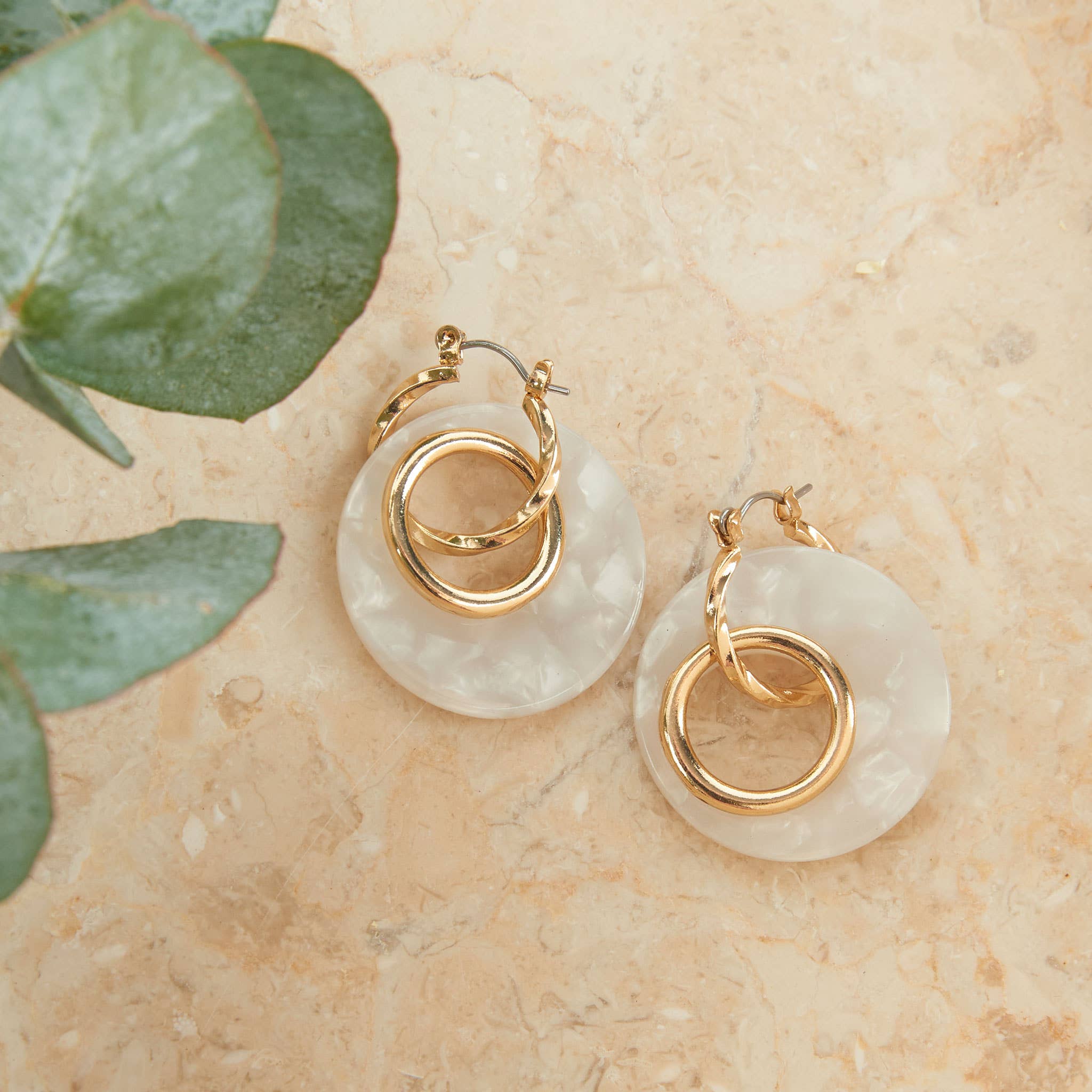 Tortoiseshell Double Ring Acrylic Hoop Earring