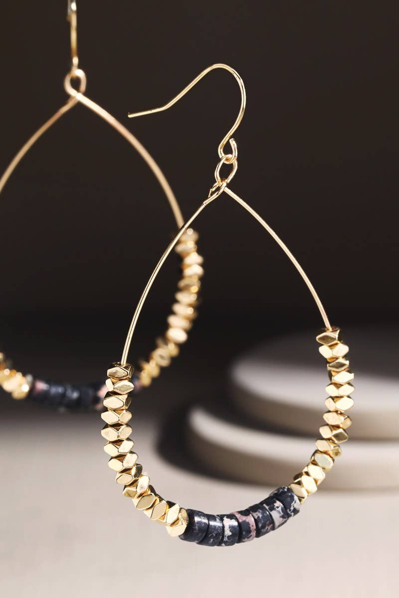 Metal and Natural Stone Earrings