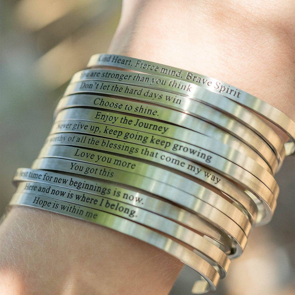 "You are stronger than you think" Engraved Bangle Bracelet