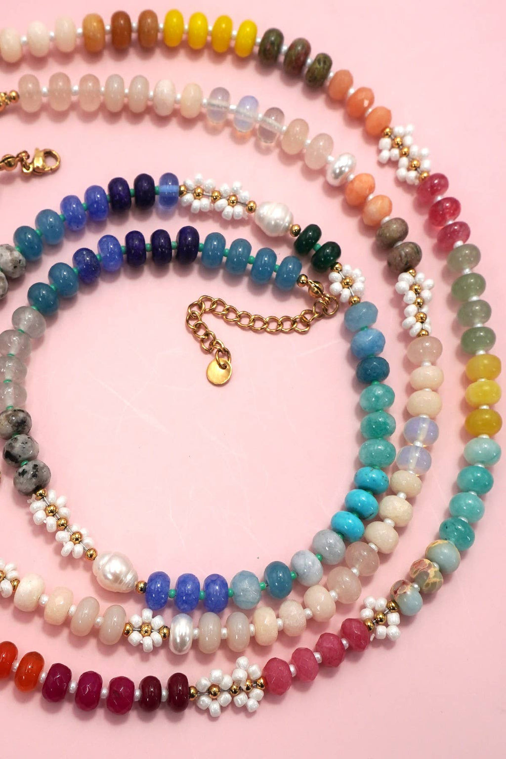 NATURAL STONE AGATE GLASS STAINLESS STEEL NECKLACE | 80N9204