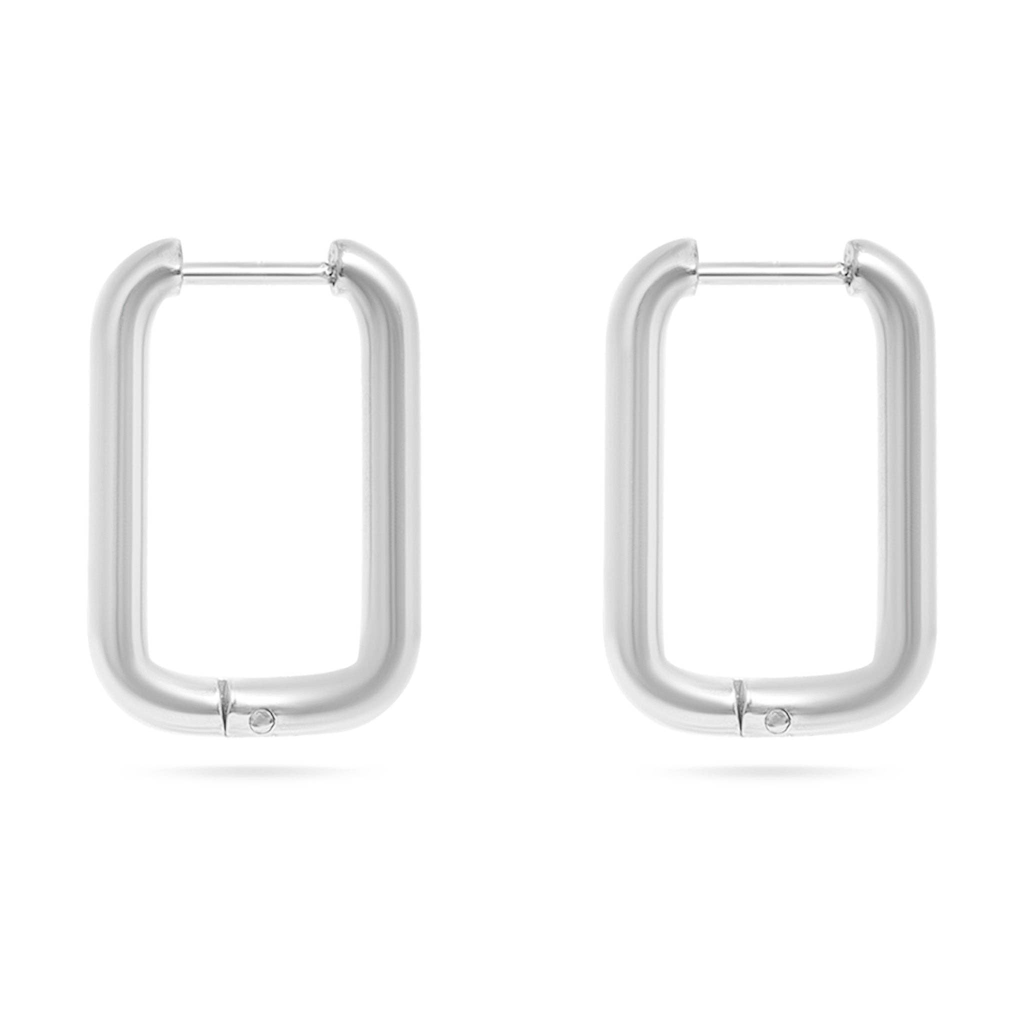 18K Gold PVD Rounded Rectangle Everyday Huggie Earrings