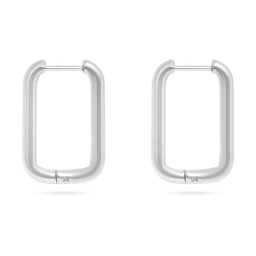 18K Gold PVD Rounded Rectangle Everyday Huggie Earrings