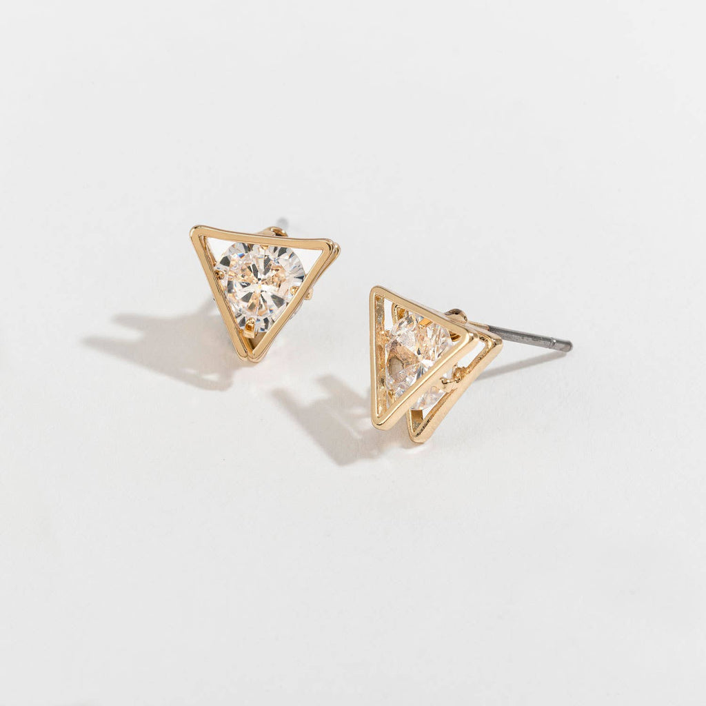 Dazzlers Cubic Zirconia Triangle Frame Stud Earrings