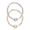 Stainless Steel Paperclip with Charm Keeper Chain Bracelet