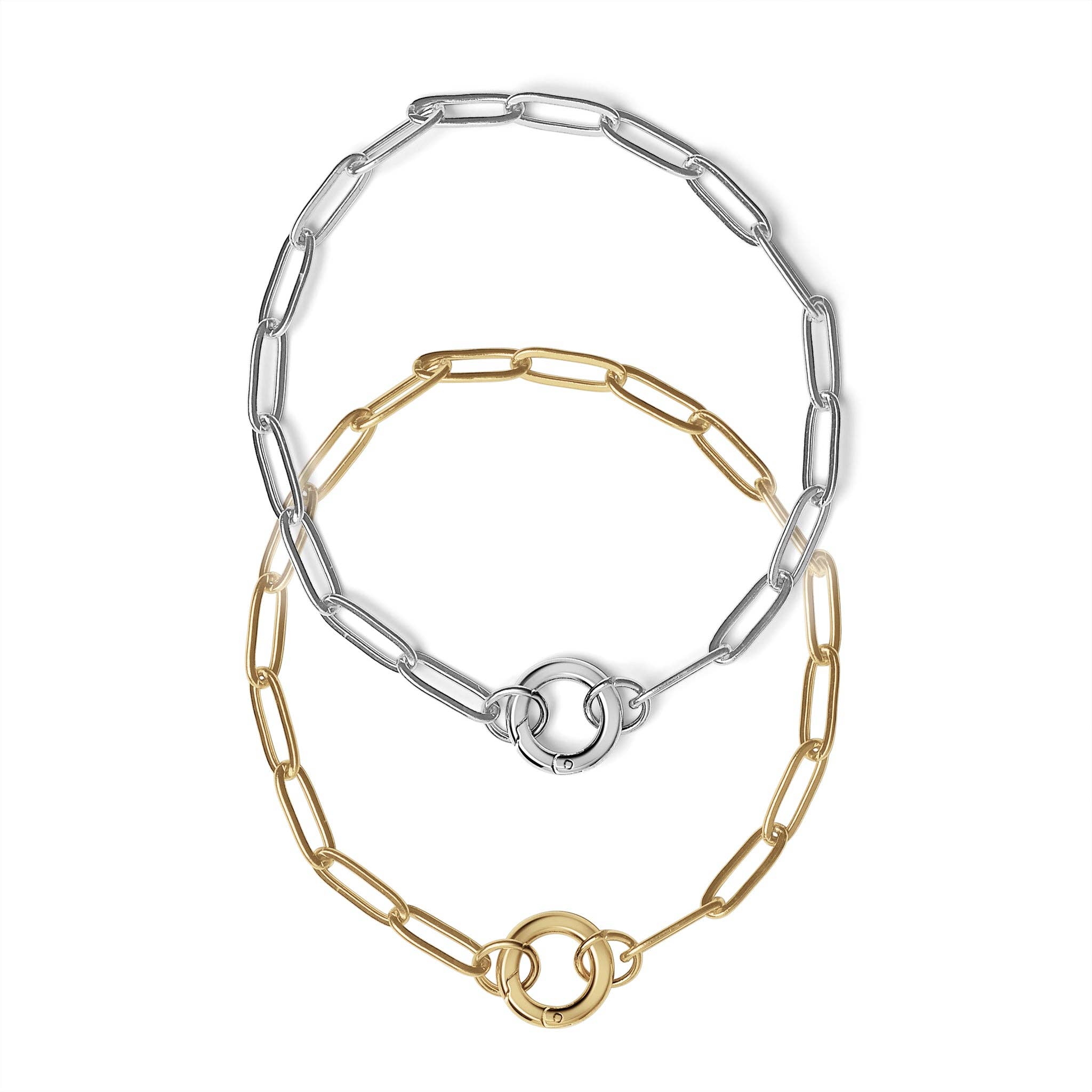 Stainless Steel Paperclip with Charm Keeper Chain Bracelet