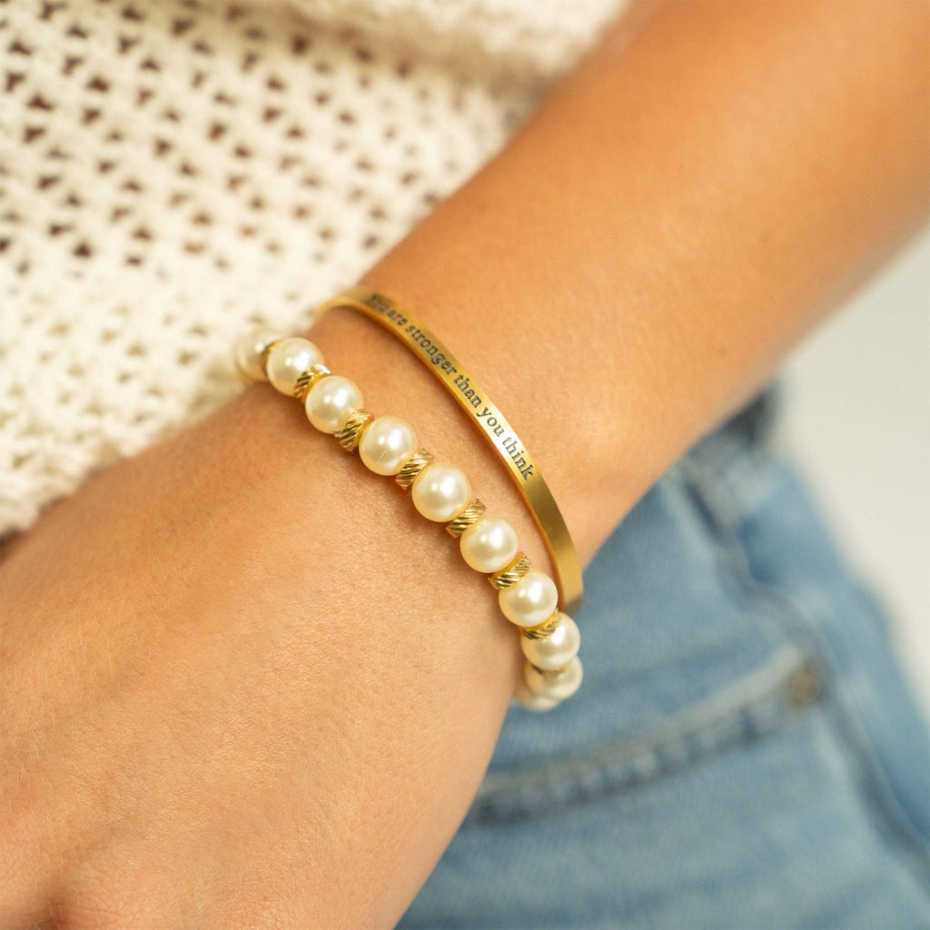 "You are stronger than you think" Engraved Bangle Bracelet
