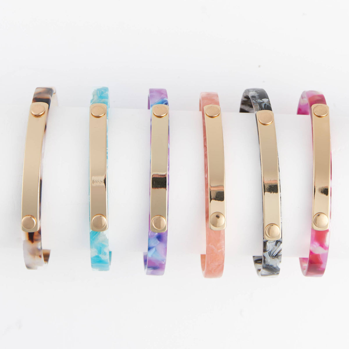 Cuff Bracelet Marbleized Thin 12 Piece Jewelry Set