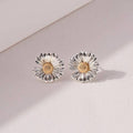 Brass Flower Two Tone Plated Stud Earrings