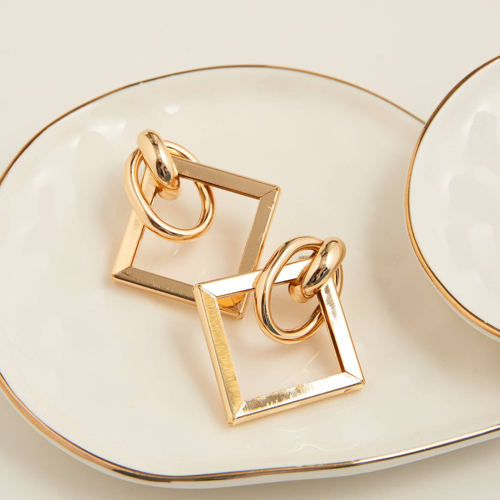 Stud Earrings Amie Geometric Layered Modern Square Design