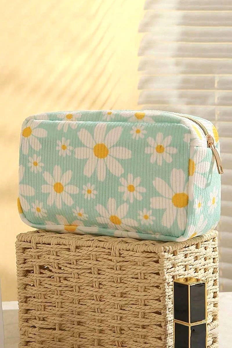 `.Corduroy cosmetic make up bag pouch