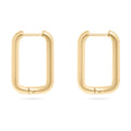 18K Gold PVD Rounded Rectangle Everyday Huggie Earrings