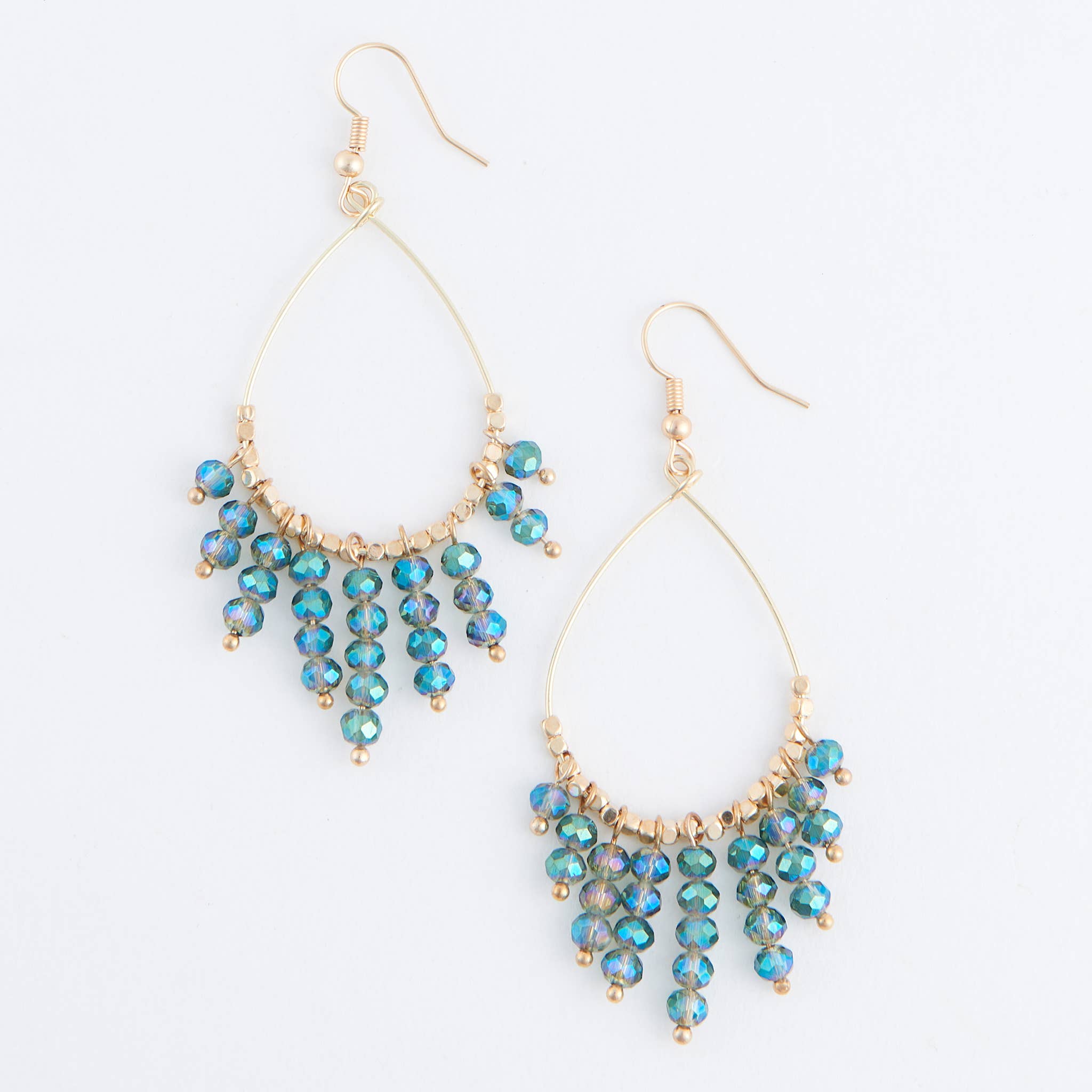 Kina Gold Teardrop Beaded Chandelier Earrings