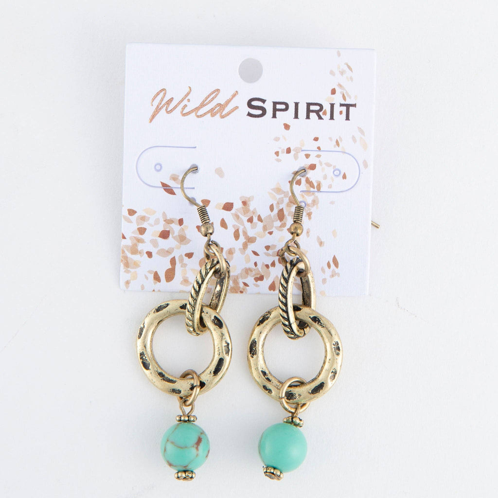 Wild Spirit Turquoise Beaded Gold Ring Earrings