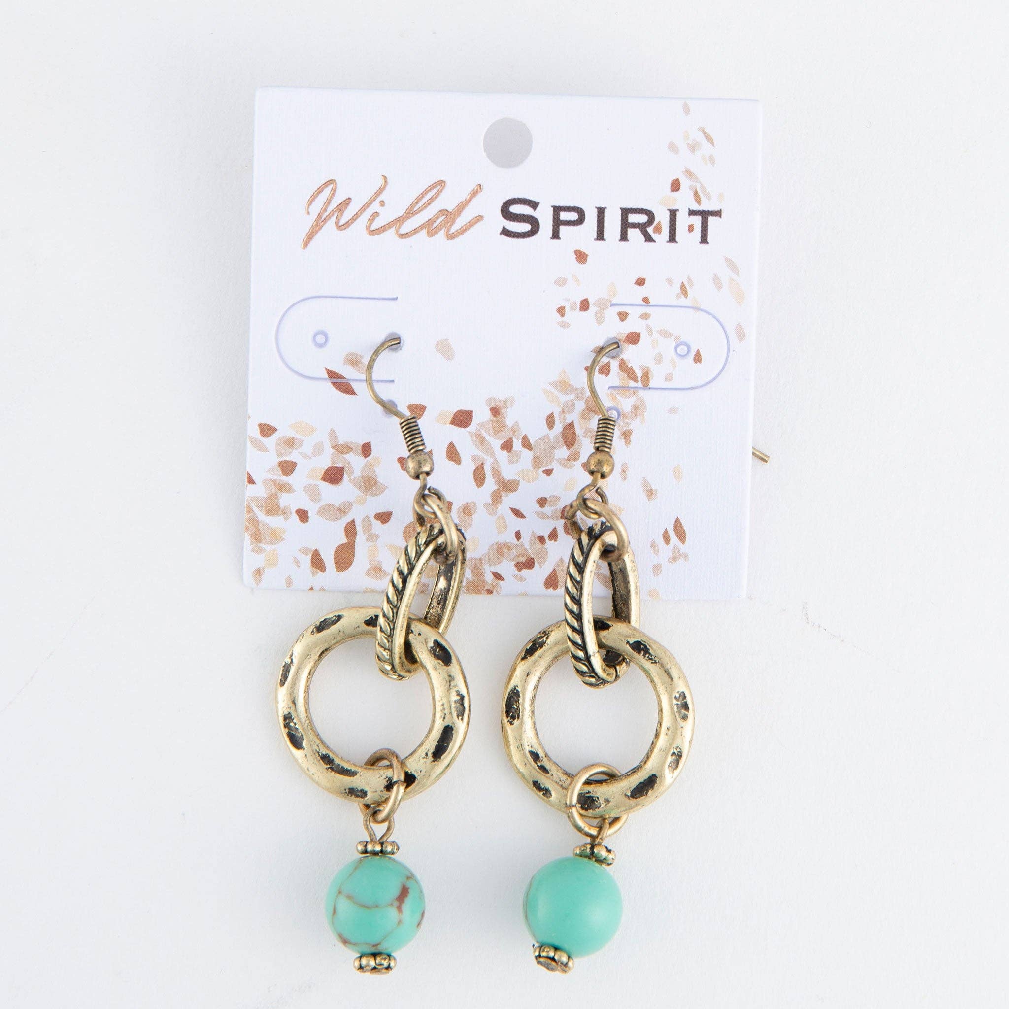 Wild Spirit Turquoise Beaded Gold Ring Earrings