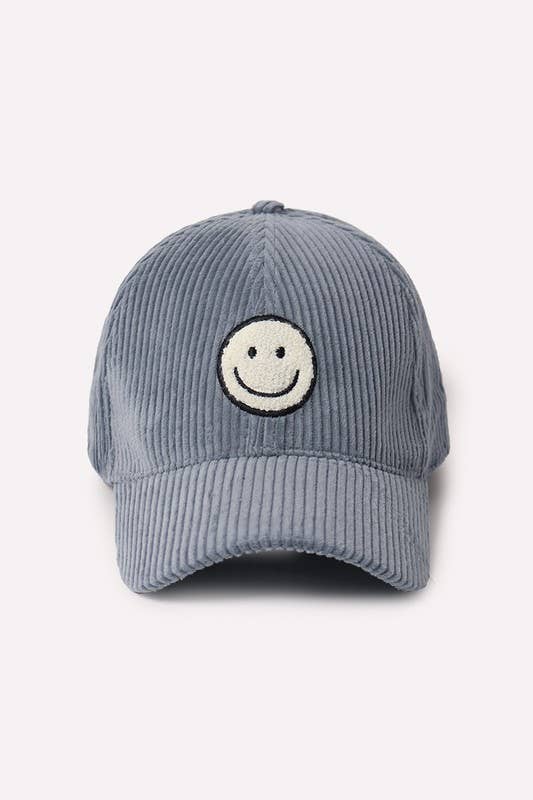 Smile Chenille Patch Corduroy Baseball Cap