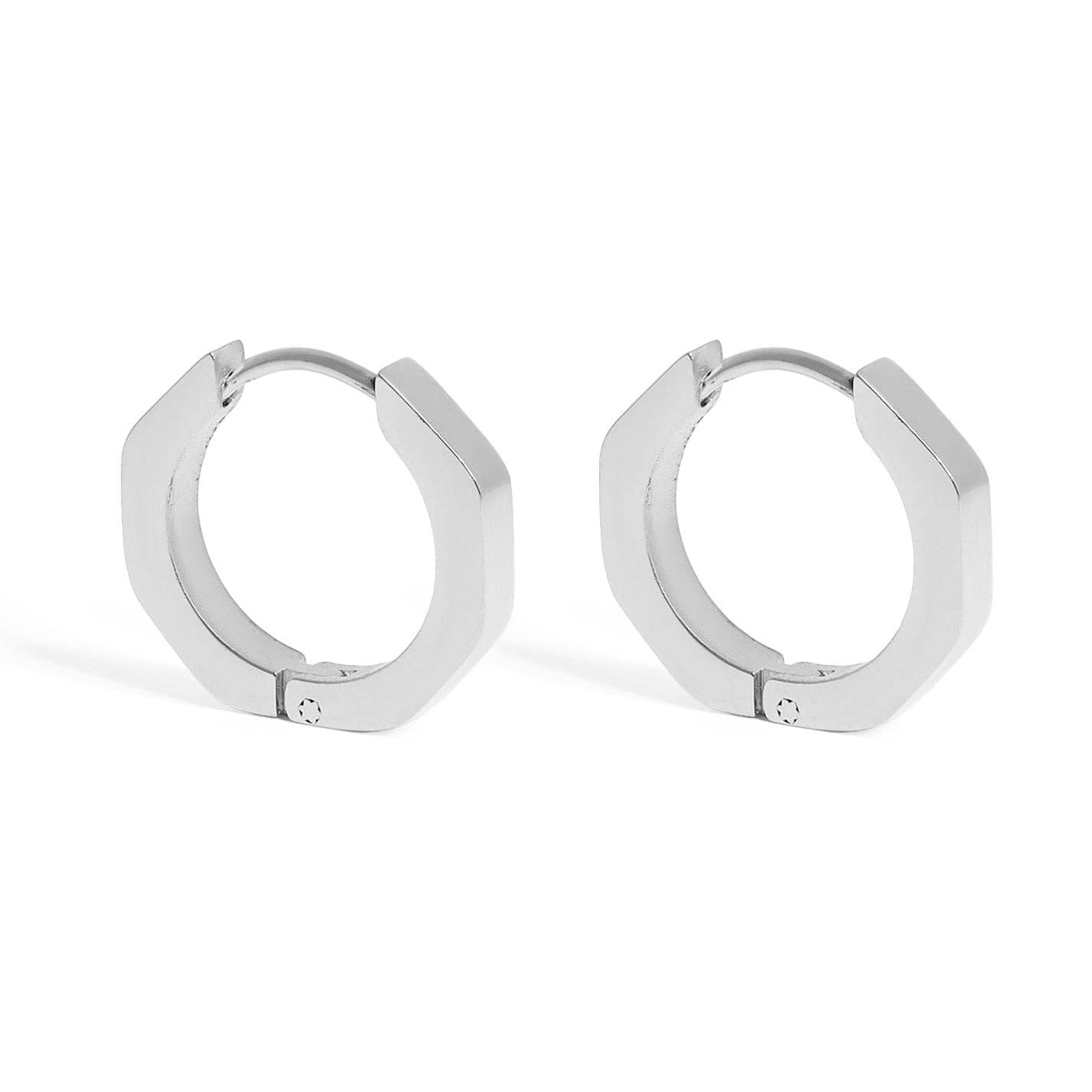 18K Gold PVD Stainless Steel Geometric Huggie Hoop Earrings / ERJ0008