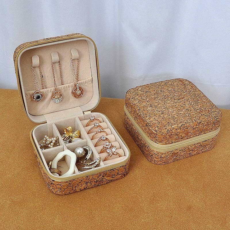 Luxury Vintage Mirror Jewelry Organizer Portable Travel Earring Ring Necklace Case