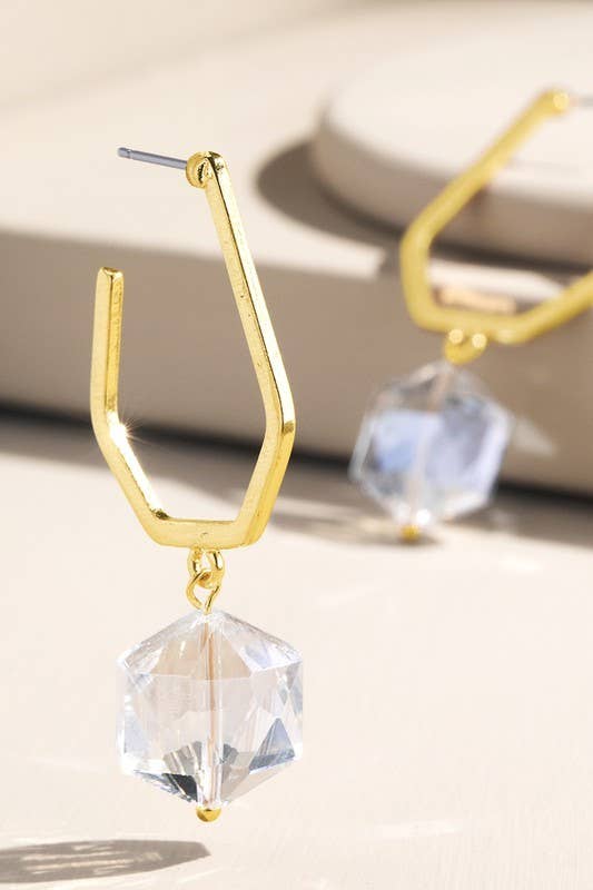 *Special* Steel Teardrop Faux Stone Earrings