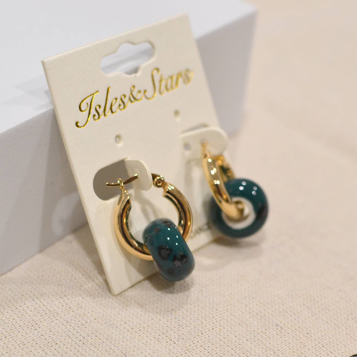 Elegance Pattern Murano glass bead donut huggie earrings