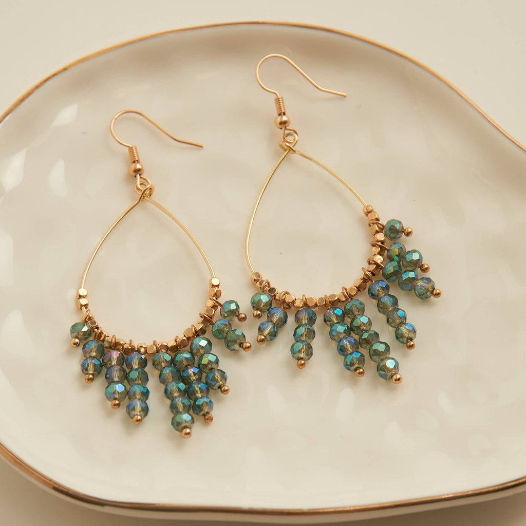 Kina Gold Teardrop Beaded Chandelier Earrings